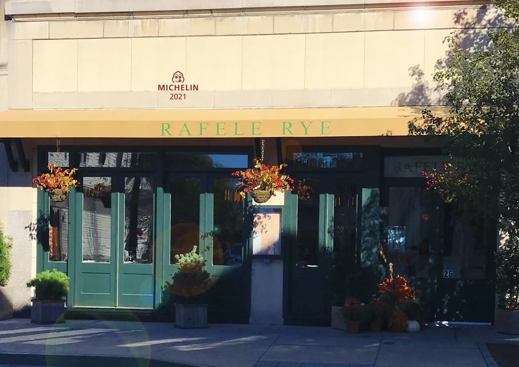 A restaurant called "RAFELE RYE" with a Michelin 2021 sign.