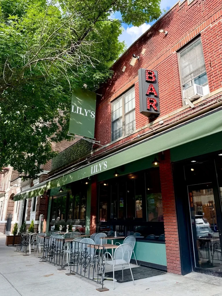 Lily's bar and restaurant with outdoor seating.