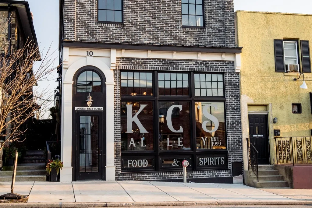 Storefront for KCS Alley Food & Spirits and Ambler's First Tavern.