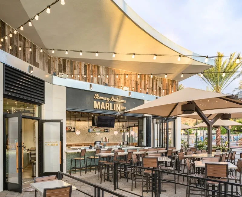 Tommy Bahama Marlin Bar: expansive patio and well-stocked interior bar.