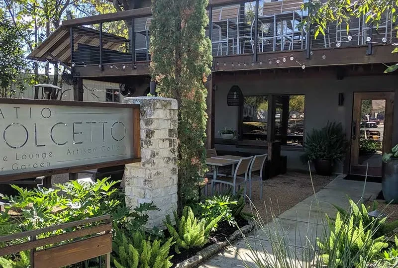 Patio Dolcetto restaurant with sunny multi-level outdoor patio and terrace.