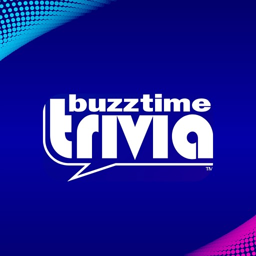White Buzztime Trivia logo in a speech bubble on blue background.