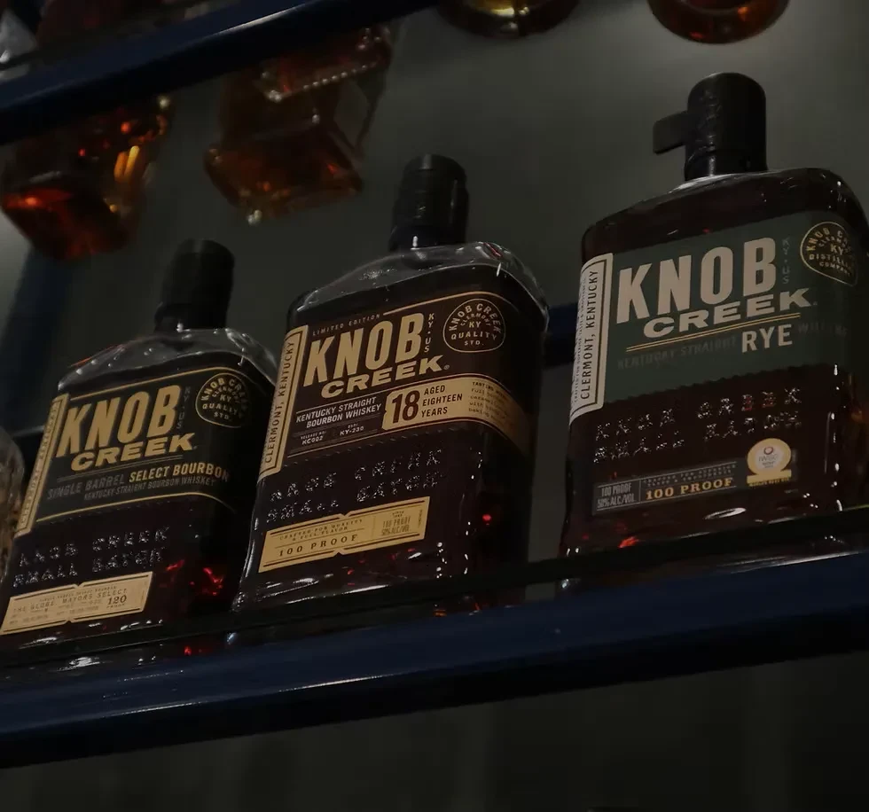 Three Knob Creek whiskeys: Single Barrel, 18-Year, and Rye.