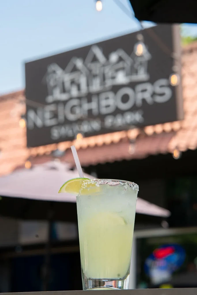 Chilled margarita with lime and salt rim at Neighbors Sulphur Park.