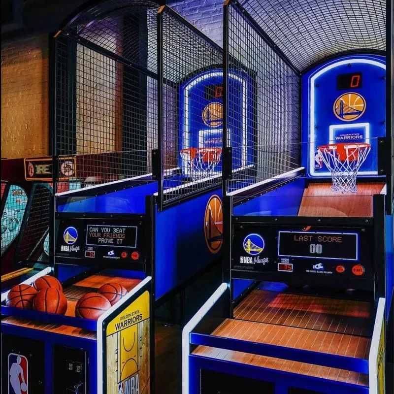 Golden State Warriors themed NBA Hoops arcade basketball games.