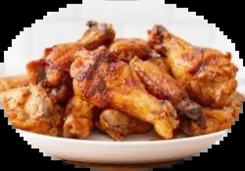 Generous serving of crispy, golden-brown chicken wings on a plate.