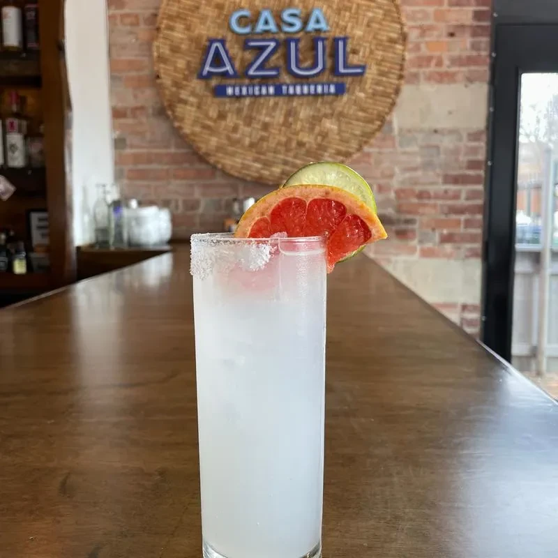 Salted rim cocktail with grapefruit and lime at Casa Azul.