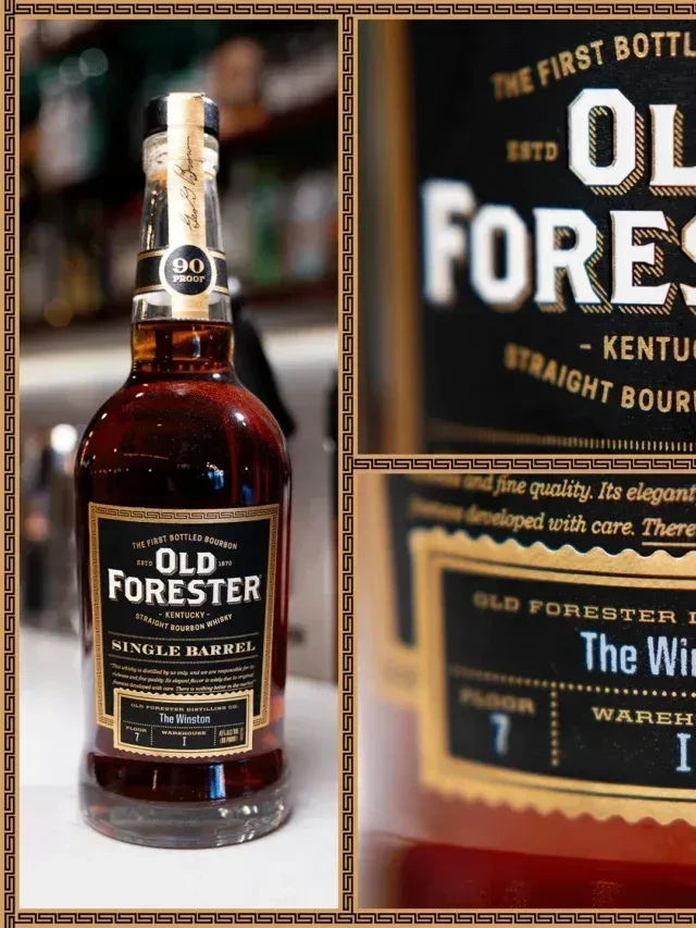 Old Forester Single Barrel Bourbon bottle, full view and label close-up.