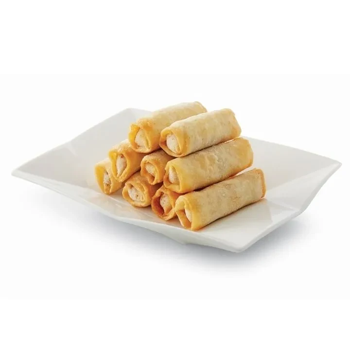 Golden-brown fried appetizers with creamy white filling, stacked on a plate.