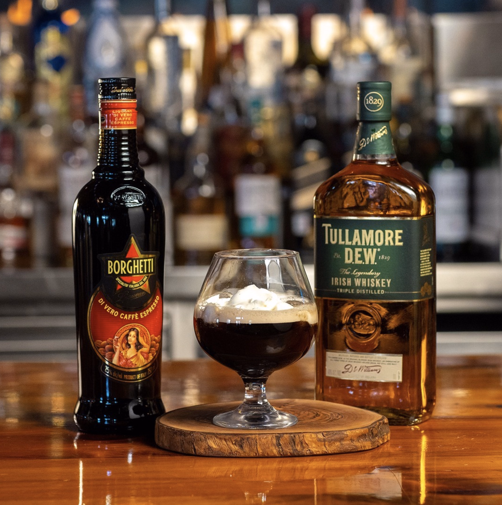 Creamy espresso cocktail with Borghetti and Irish whiskey.